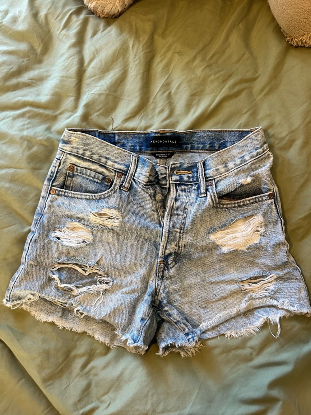 Aeropostale Light Wash Distressed Denim Cutoff Shorts